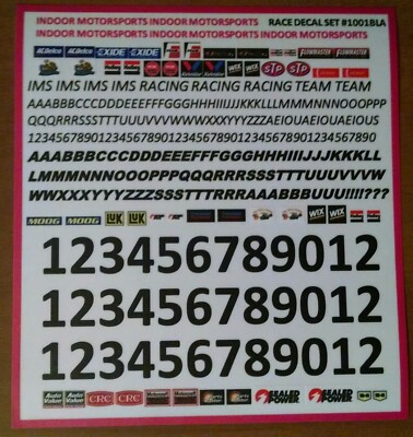MAKE YOUR OWN NAME 1/24 SLOT CAR DECAL QUALITY VINYL BLACK LETTERS/NUMBERS NEW