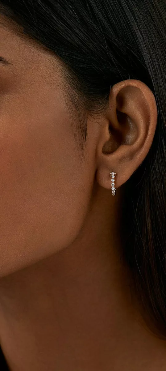 Floating diamond shop hoop earrings