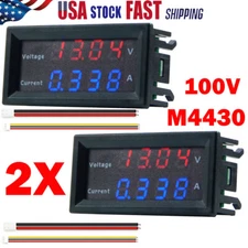 2x M4430 DC 100V Digital Voltmeter Ammeter LED Display Voltage Amp Panel Meters