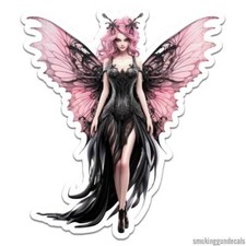 Pink Black Fairy, Vinyl Decal Sticker, Indoor Outdoor, 3 Sizes, 12089