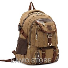 KAUKKO Men Canvas Backpack Laptop School Satchel Travel camping Bag Rucksack 316