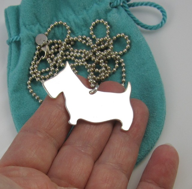 Tiffany & Co Rare Large Sterling Silver SCOTTY DOG 34 Inch Beaded Chain