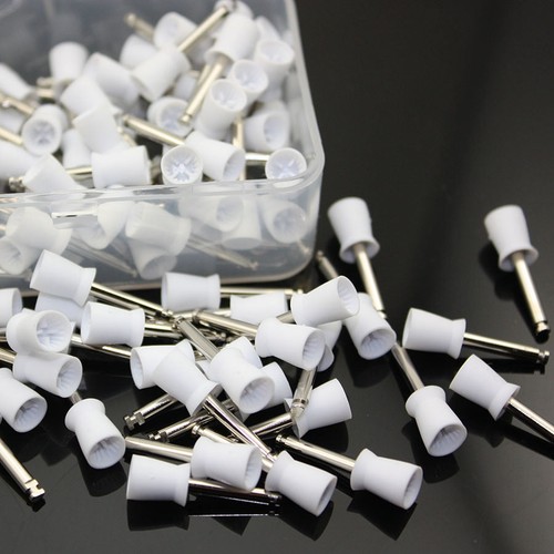 100 PCS Dental Latch Polisher Type Polishing Prophy Cup Tooth Bowl White Brushes - Picture 2 of 7