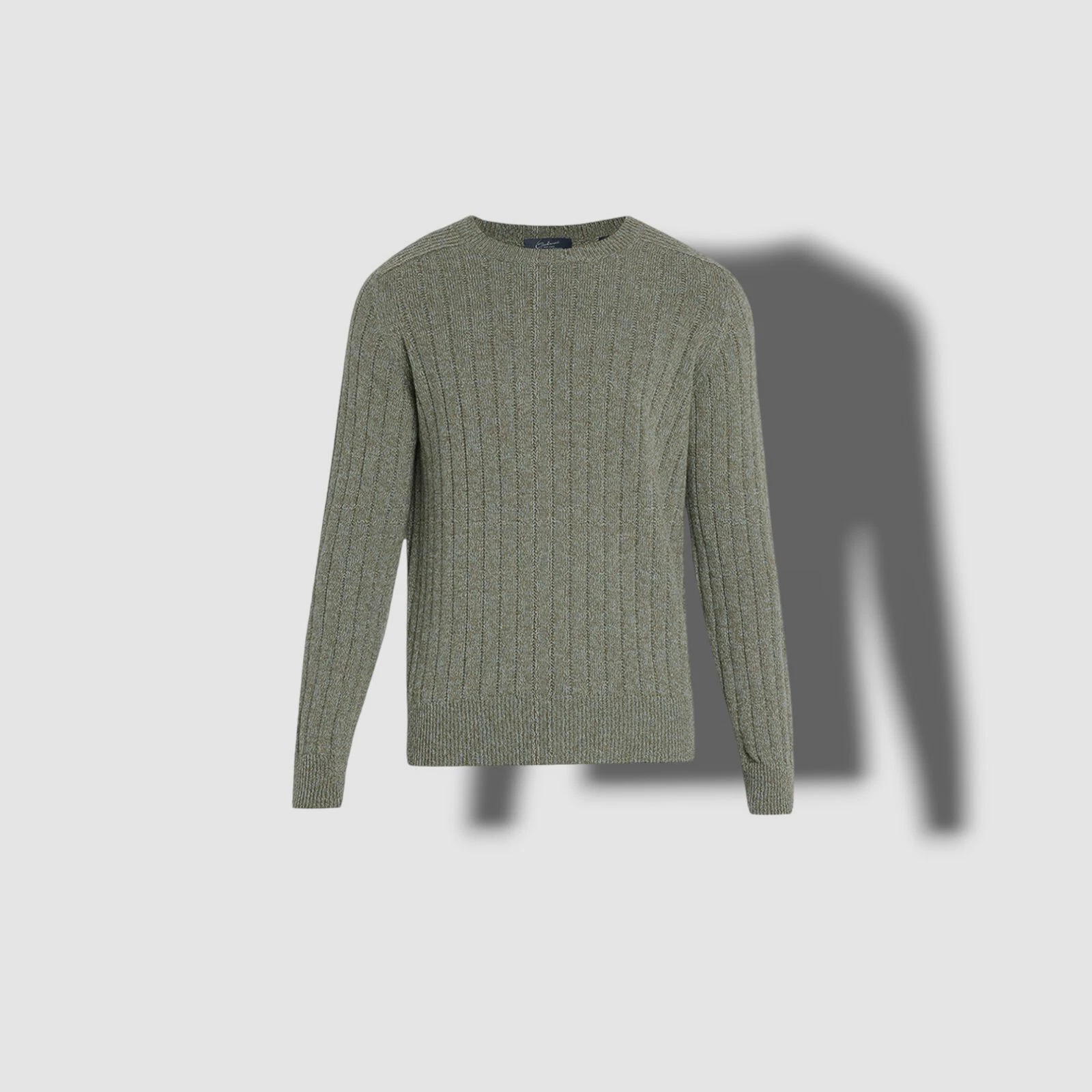$795 Bergdorf Goodman Men's Green Cashmere Ribbed Crewneck Sweater Size XL