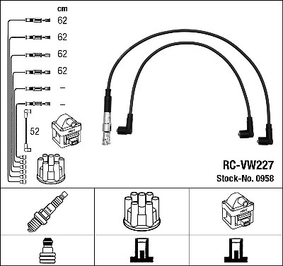 0958 NGK Ignition Cable Kit for VW