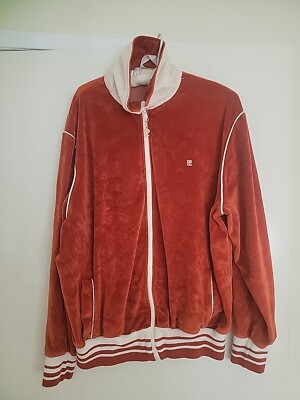 Vintage 70s Pierre Cardin Track Suit Jacket Burnt Orange Velour