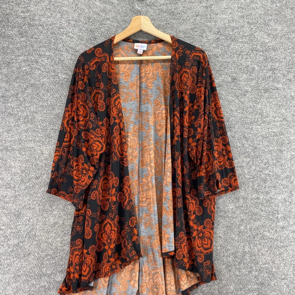 LulaRoe Top Women M Medium Black Paisley 3/4 Sleeve Open Front Casual Comfort - Image 3 of 4