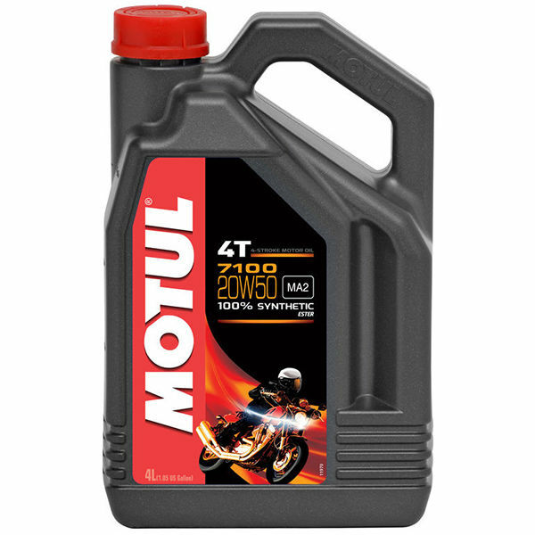 Huile MOTUL 7100 20W50 lubrifiant 100% synthèse moteur 4 temps moto 4L