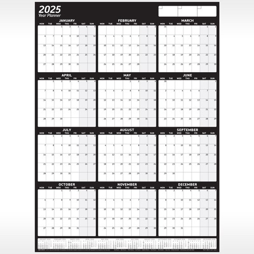 Calendario 2025 LAMINADO Año Planificador XL Pared Gráfico Semanal Mensual Para Hacer Limpiable - Imagen 33 de 93