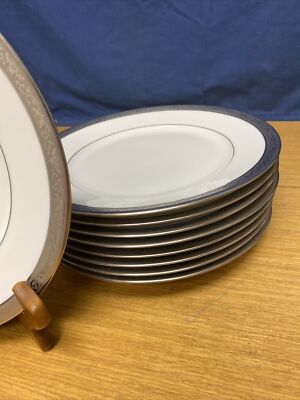 8 Raynaud Limoges Ambassador Platine Platinum 9 5/8” Dinner