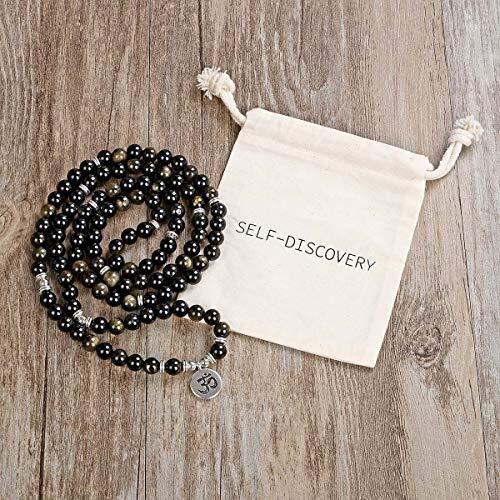 Collier Mala Polyvalent De 108 Perles De Pierre Avec Breloque De Yoga