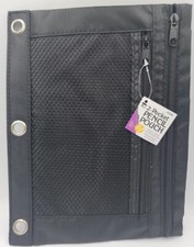 3 Ring Pencil Pouch with Mesh Window, 2 Compartments, Black. New