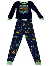 Highland Originals Boy Pajamas Set Long Sleeve Size 7 Dump Truck Navy Multicolor