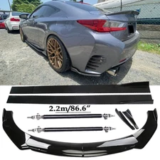 Front Bumper Lip Spoiler Side Skirts Rear Glossy Black For Lexus RC200t RC300