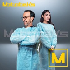  50PCS Disposable Non Medical Isolation Gowns w/Elastic Cuff Adjustable Tie, L