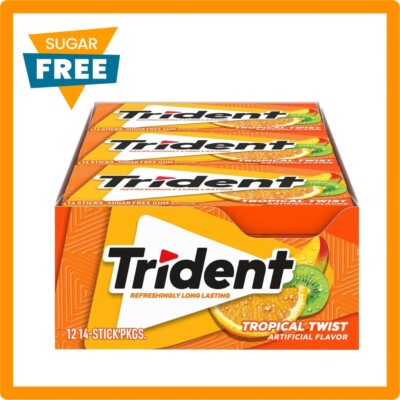 Free Sugar Gum Trident Tropical Twist,12 Packs of 14 Pieces (168 Total Pieces)