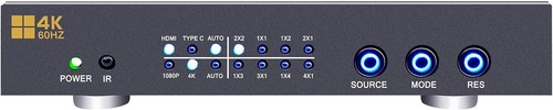 ISEEVY 4K60 Video Wall Controller, 2x2 HDMI USB-C Splitter for 1-4 TV Display - Picture 6 of 9