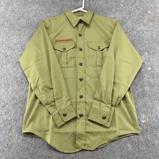 VINTAGE Boy Scout Shirt Mens 14.5 Green Explorers BSA Sanforized Patches WA 60s