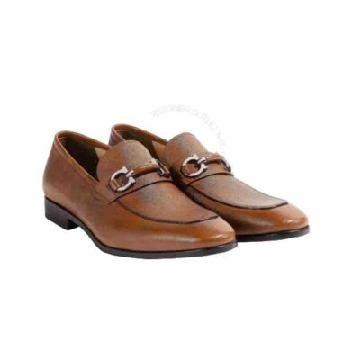 New Salvatore Ferragamo Benford Men Light Brown Leather Mocassin 8