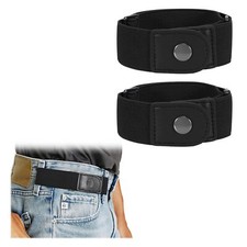 2PCS No Buckle Belt Women Men Elastic Stretchy Invisible Belt For Jeans