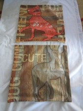 Preowned Two 16" by 16" Pillow Covers with Dogs