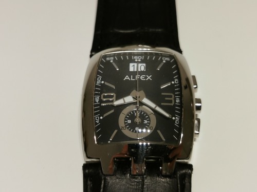RETRO RARE BEAUTIFUL BIG FLIP DATE CHRONOGRAPH MEN'S QUARTZ WATCH "ALFEX" - Picture 5 of 10