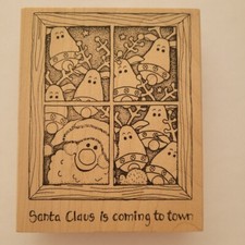 Santa Claus Is Coming To Town Mounted Rubber Stamp 2003 Stampworks