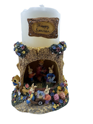 Vintage Pillar Candle Set Easter Scene Bunny ABC Item #41284 - Pre-Owned Spring