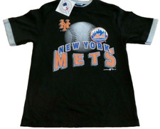 Vtg. New York Mets Kid / Youth Size Large 14-16 Black T- Shirt Made in USA New