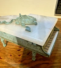 Vintage Thorens Brass Marble Top Piano Music Box (jewelry/cigarette Box)