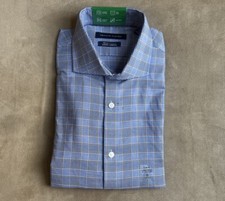 TOMMY HILFIGER STATE BROWN MULTI SLIM FIT PLAID PRINT DRESS SHIRT L 16 32/33