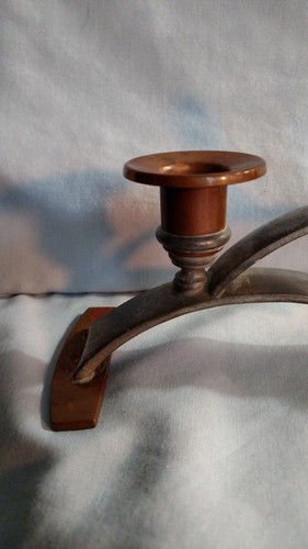 Wilcox Pewter with Copper Mounts Double Candle Holder C1513 - Picture 2 of 9