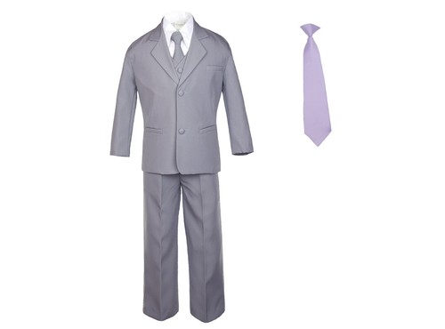 Hermosa New Baby Toddler Boys 6pcs Medium Slate Gray Formal Party Suit +extraTie - Picture 12 of 23