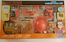 Black  Decker Junior Deluxe Tool Set 85 Tools  Accessories Working Drill NEW