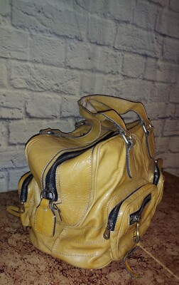 Chloé Betty Large Satchel Bag Yellow Patent Leather Zippers
