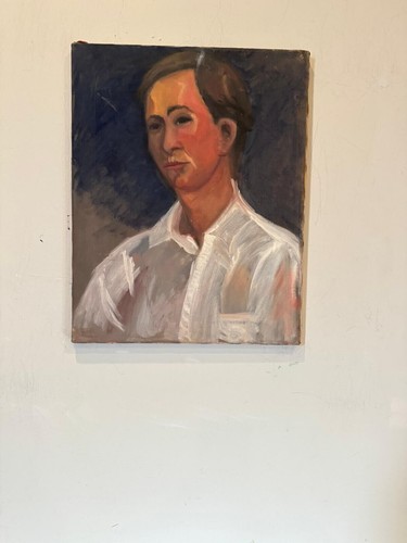 Vintage 16x20 Oil on Canvas Portrait Painting - Man in White Shirt - Picture 4 of 6