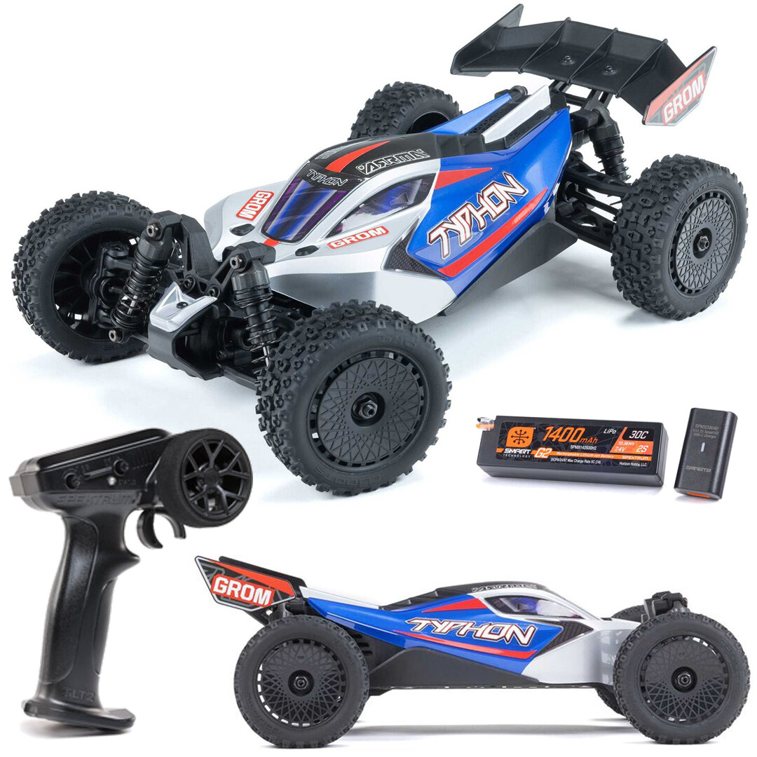 NEW ARRMA 1/18 TYPHON GROM MEGA 380 Brushed 4X4 Buggy RTR Blue