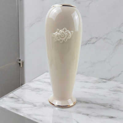 Lenox Rose Blossom Bud Vase Ivory Porcelain with 24k Gold Trim 7 3/8  No Box