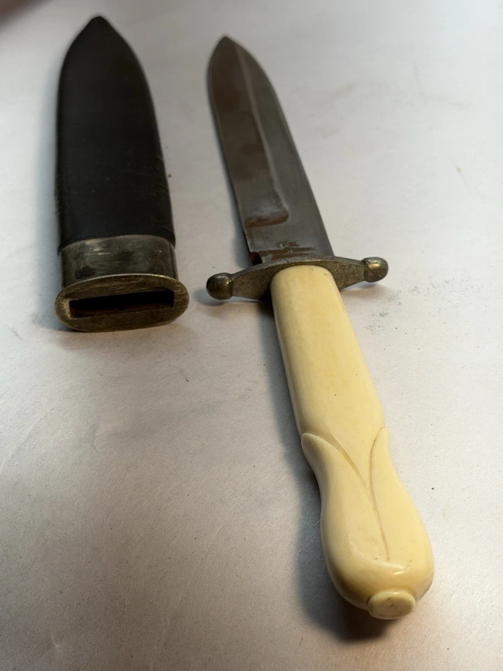 1800’s Sheffield Bowie-Style Hunting Knife with Carved Handle By G. Wostenholm - Image 4 of 4