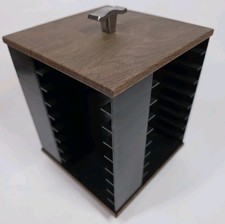 Vintage 34 Cassette Tape Carousel Holder Faux Wood Finish Retro Cool Spinning
