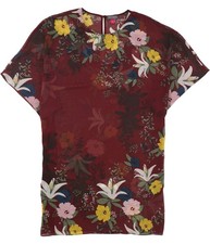 Vince Camuto Womens Chiffon Shift Dress, Red, Large