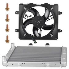 Aluminum Radiator & Cooling Fan for Polaris Sportsman 700 800 EFI 2004 2005-2014