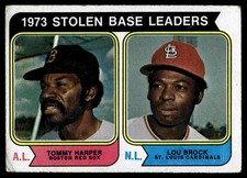 1973 Stolen Base Leaders (Tommy Harper / Lou Brock) LL 1974 Topps #204