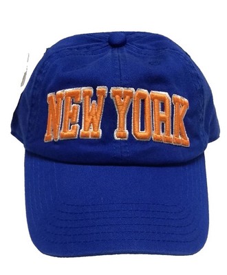New York Team Color Orange & White Embroidered Royal Blue Cotton Slouch Hat/Cap