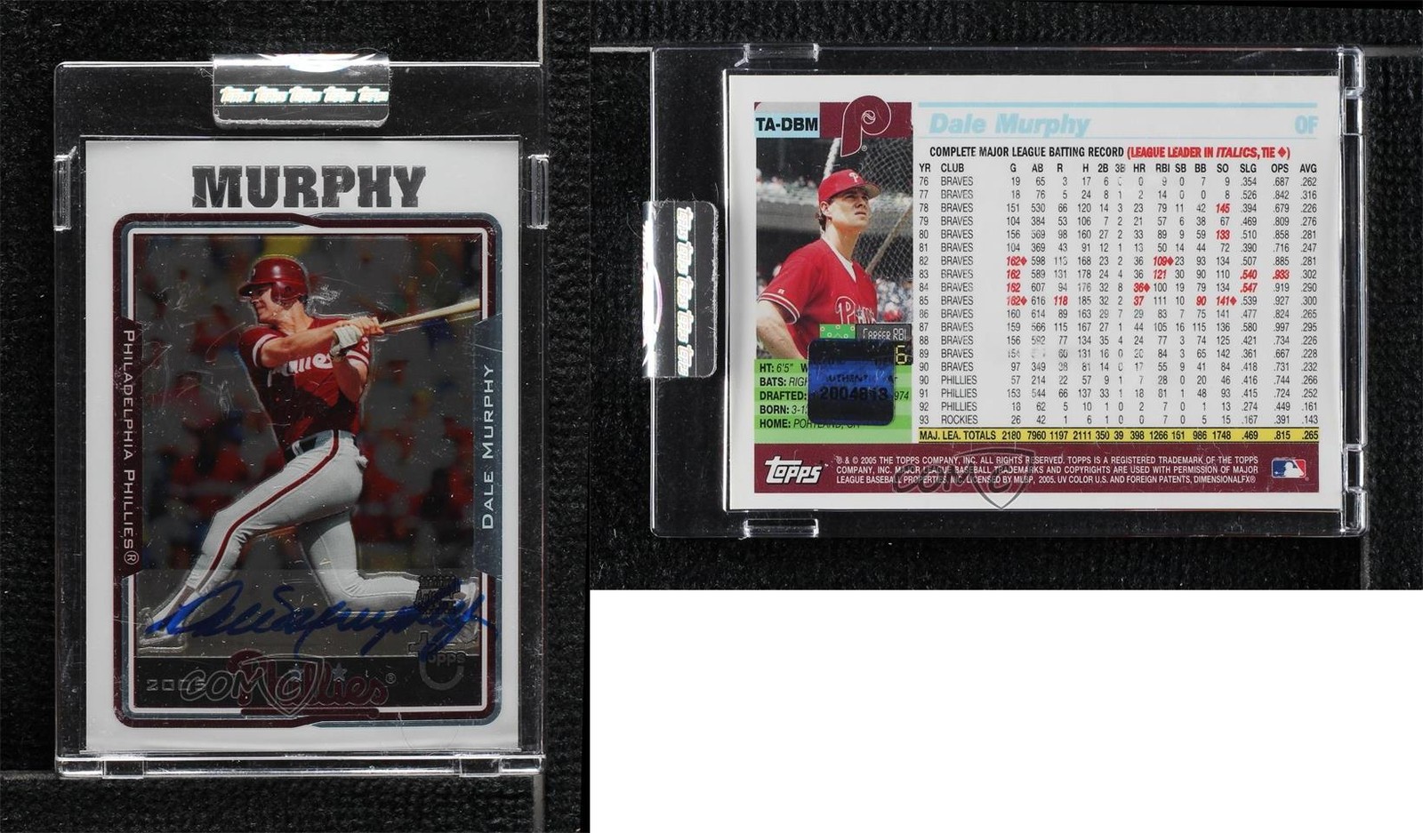 2005 Topps Retired Signature Edition Auto Dale Murphy #TA-DBM Auto 0m0