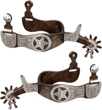 Antique Hand-Carved Western Cowboy Spurs for Equestrians - 1 Pair