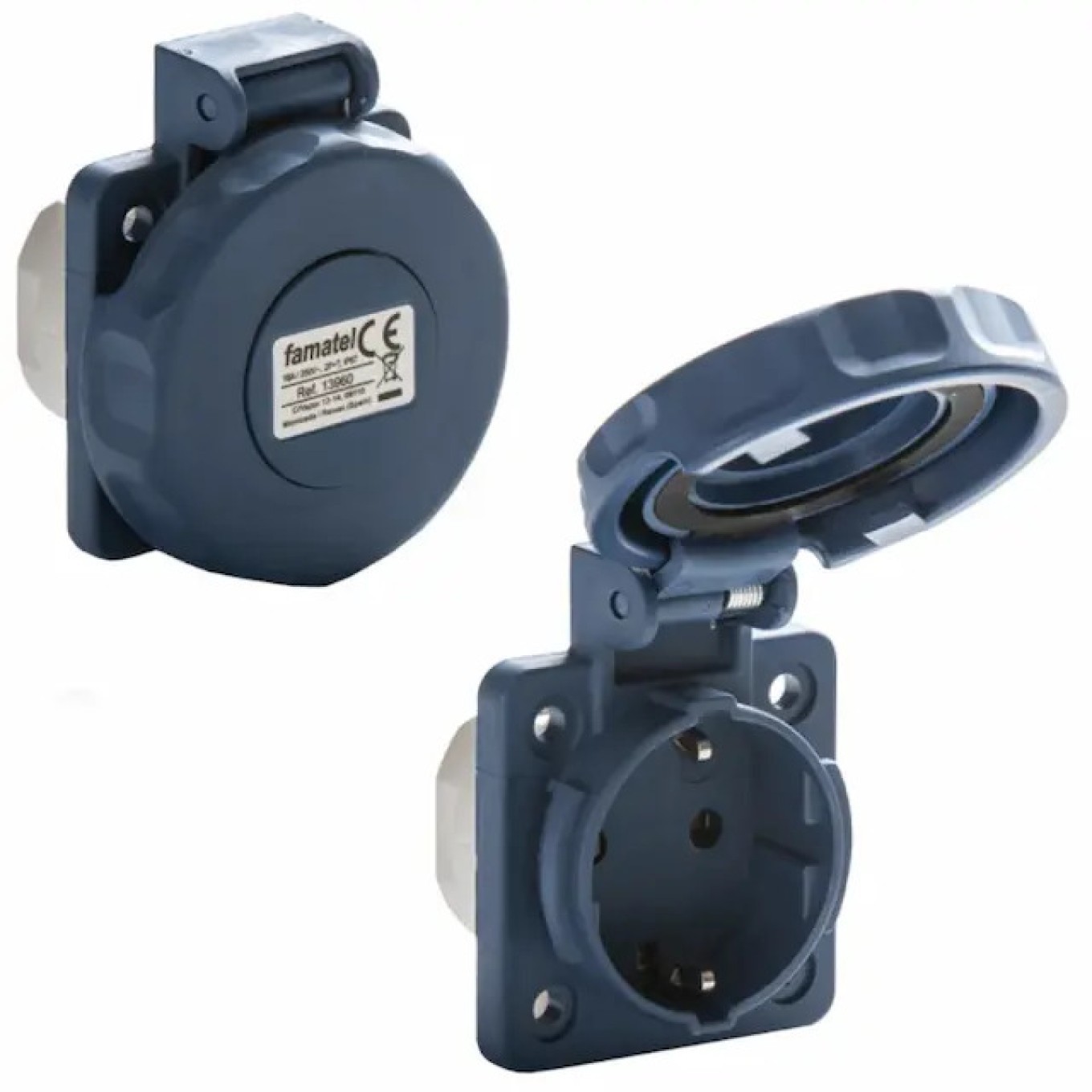 1 Phase 16A 3P 230V Panel Socket IP68 SCHUKO, 13960