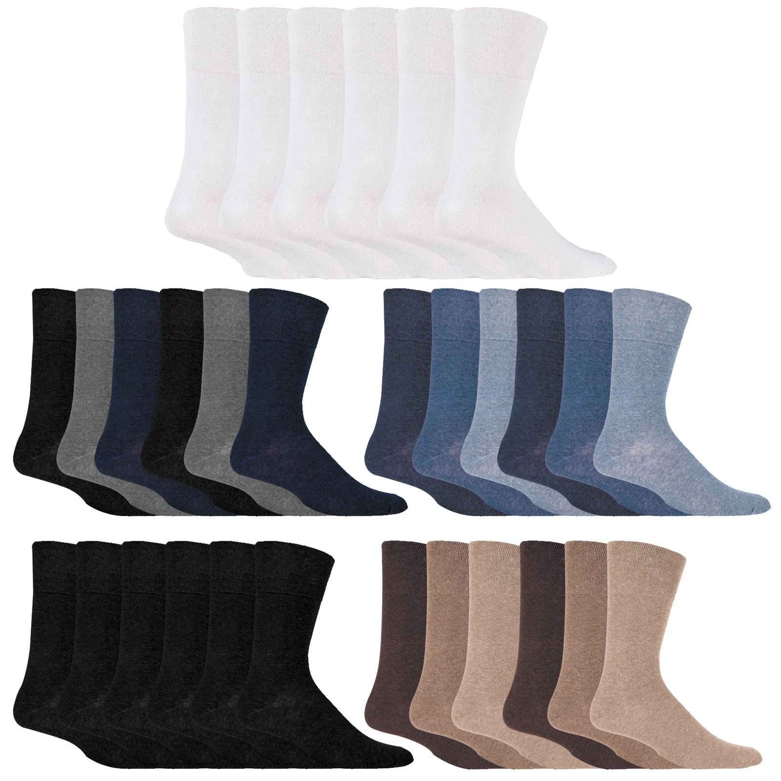 IOMI - Mens 6 Pack Wide Loose Top Non Binding Elastic Cotton Crew Diabetic Socks
Opens in a new wind