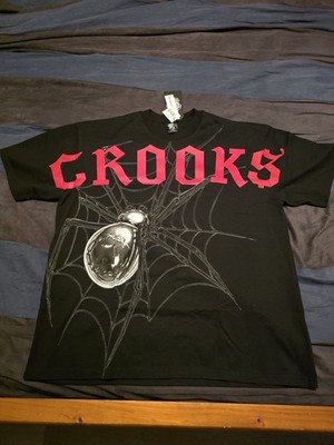Crooks & Castles ''Venom'' size XL Heavyweight Drop Shoulder T-shirt Black.