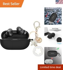 Chic Black Silicone Case for Beats Solo Buds with Fashion Keychain Accessory
